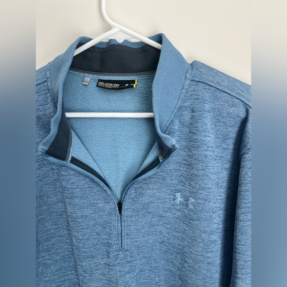 Under Armour Men's 1/4 Zip Sweater Light Blue XXL - Picture 2 of 6